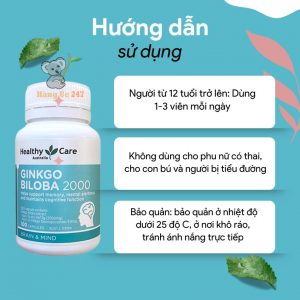  Cách dùng Bổ não Ginkgo Biloba 2000 Healthy Care Úc