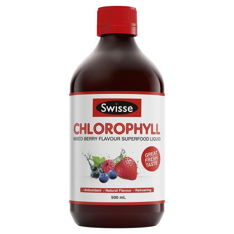 Nước Diệp Lục Swisse Chlorophyll vị bạc hà, Berry 500ml