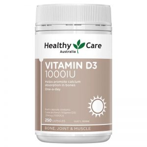 [MẪU MỚI] Vitamin D Healthy Care 1000IU 250 viên, 500 viên của Úc – Tăng cường hấp thu Canxi