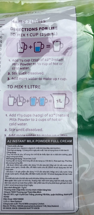 Cách pha Sữa A2 