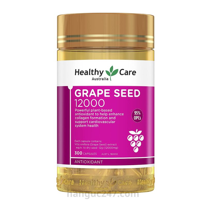 Viên uống bổ máu tinh chất hạt nho Healthy Care Úc Grape Seed 12,000mg 300 viên