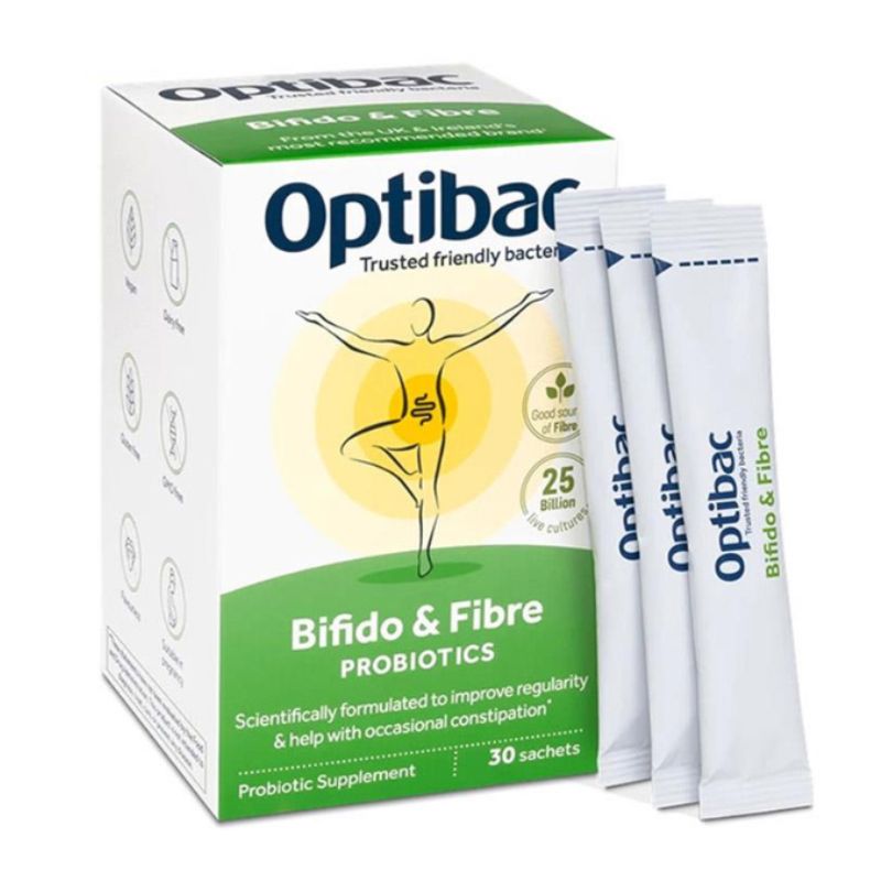Men tiêu hóa Optibac Bifido & Fibre trị táo bón 30 gói – Men tiêu hóa số 1 Anh Quốc