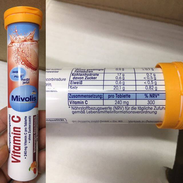 Viên sủi Vitamin C Mivolis 20 viên của Đức
