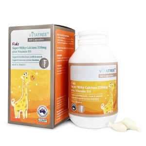 Canxi cho bé Vitatree Kids Super Milky Calcium 330mg plus Vitamin D3 60 viên