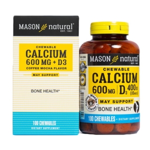 Viên nhai canxi Mason Natural Calcium 600mg + D3